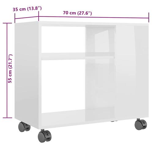 Sidebord 70x35x55 cm konstrueret træ hvid højglans