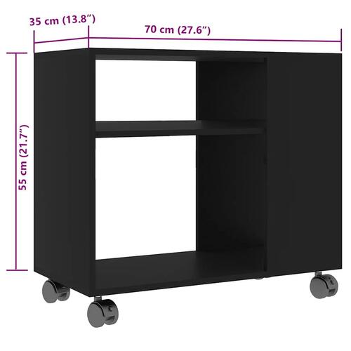 Sidebord 70x35x55 cm konstrueret træ sort