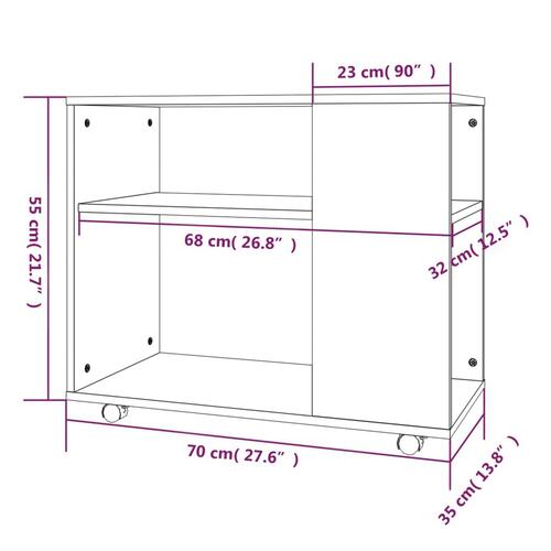 Sidebord 70x35x55 cm konstrueret træ brun egetræsfarve