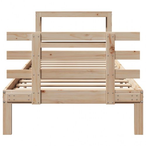 Sengeramme med sengegavl 90x200 cm - massivt fyrretræ, hylder