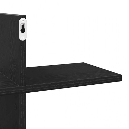 Væghylde 124,5x18x60,5 cm konstrueret træ sort egetræsfarve