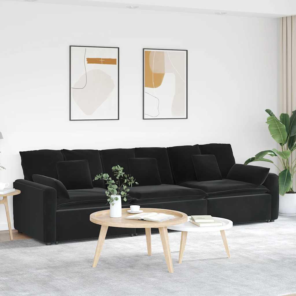 Modulsofa Med Hynder Sort