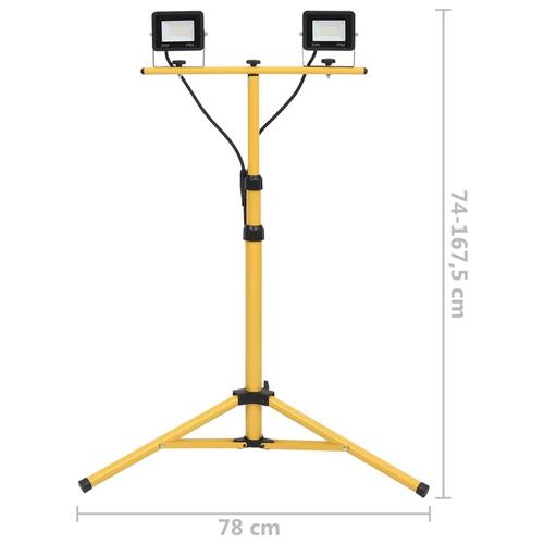 LED-projektør med stativ 2x20 W kold hvid
