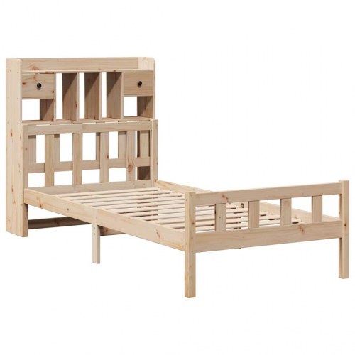 Seng med reol uden madras 90x190 cm - massivt fyrretræ