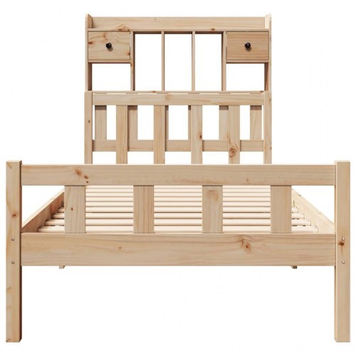Seng med reol uden madras 90x190 cm - massivt fyrretræ
