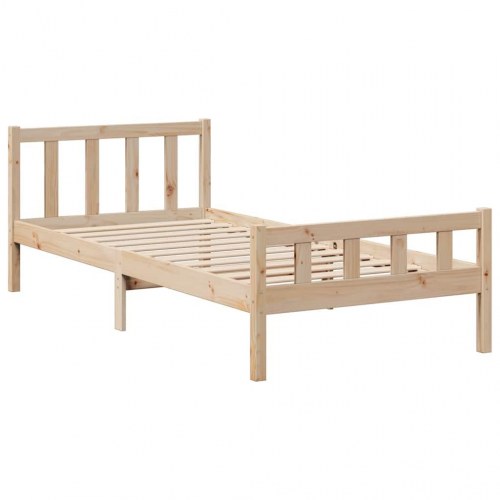 Seng med reol uden madras 90x190 cm - massivt fyrretræ