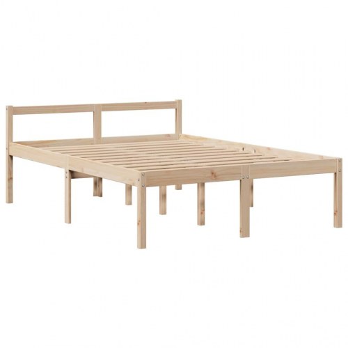 Seng med reol 140x190 cm - massivt fyrretræ, lamelbund og fodgærde