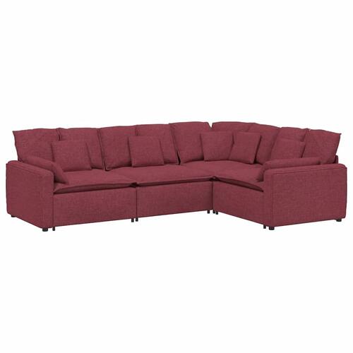 Modulsofa med hynder stof vinrød