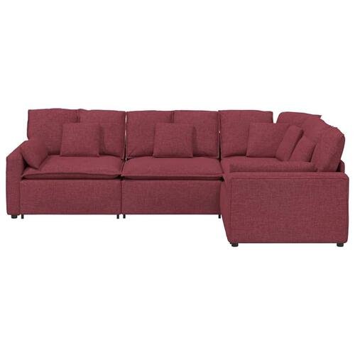 Modulsofa med hynder stof vinrød