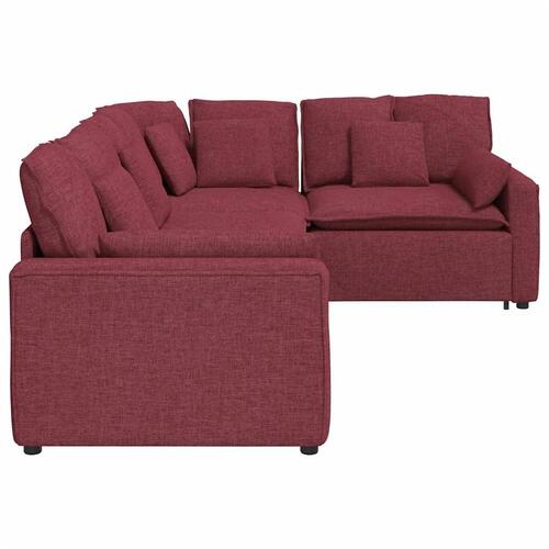 Modulsofa med hynder stof vinrød