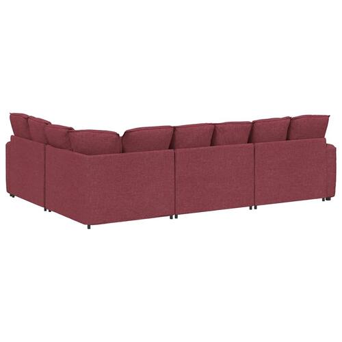 Modulsofa med hynder stof vinrød