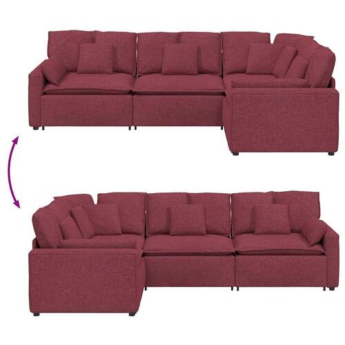 Modulsofa med hynder stof vinrød