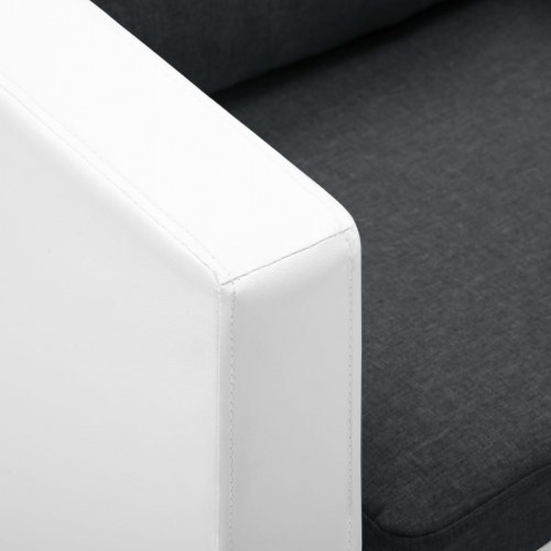 3-personers sofa kunstlæder hvid og mørkegrå