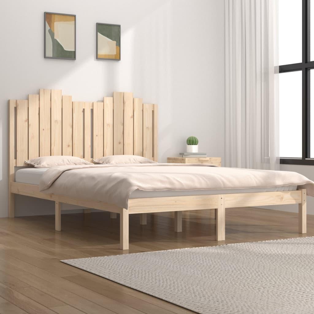 Sengeramme 140 x 190 cm i massivt fyrretræ - med hovedgærde