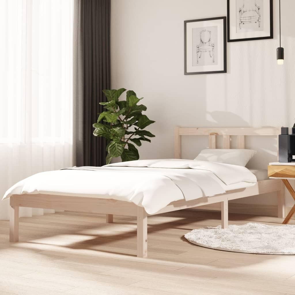 Sengeramme Small Single Massivt Træ Gyldenbrun - Naturfarvet / 90 x 190 cm