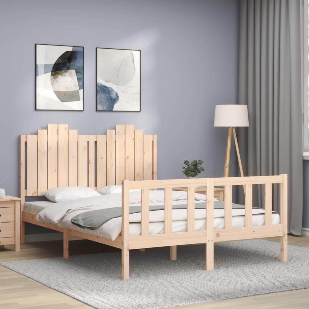 Sengeramme 140x200 cm i massivt fyrretræ - med gavl og fodgærde