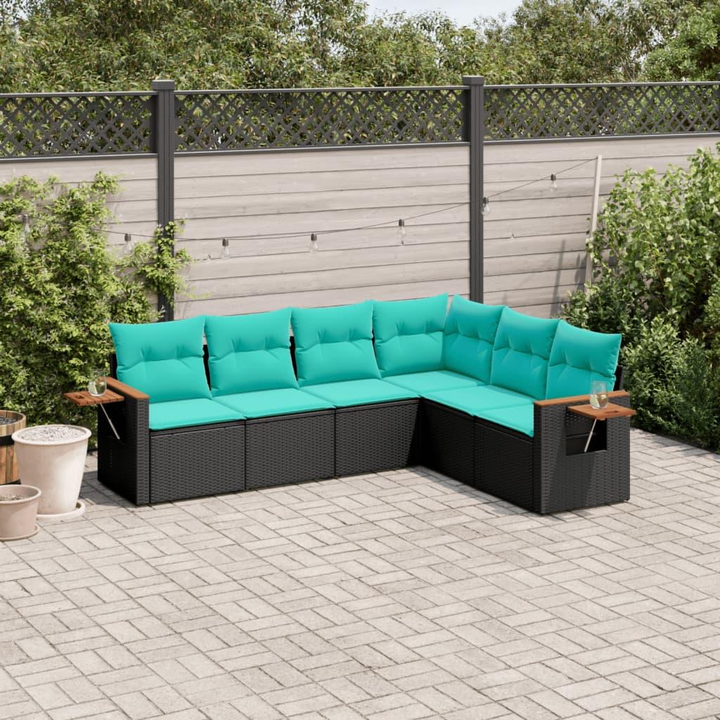 Sofasæt Til Haven 6 Dele Med Hynder Polyrattan - Sort / Uden bord