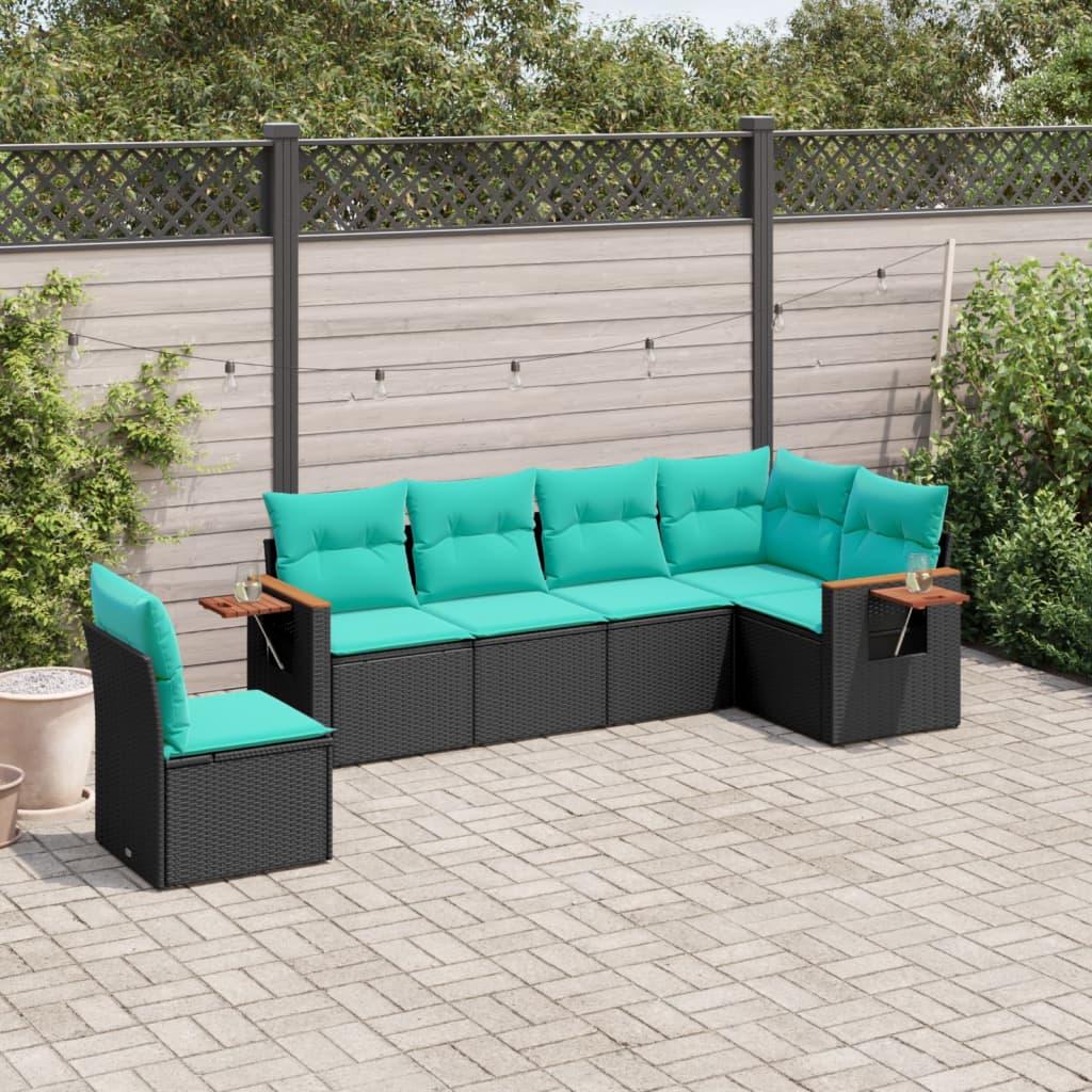Sofasæt Til Haven 6 Dele Med Hynder Polyrattan - Sort / Uden bord