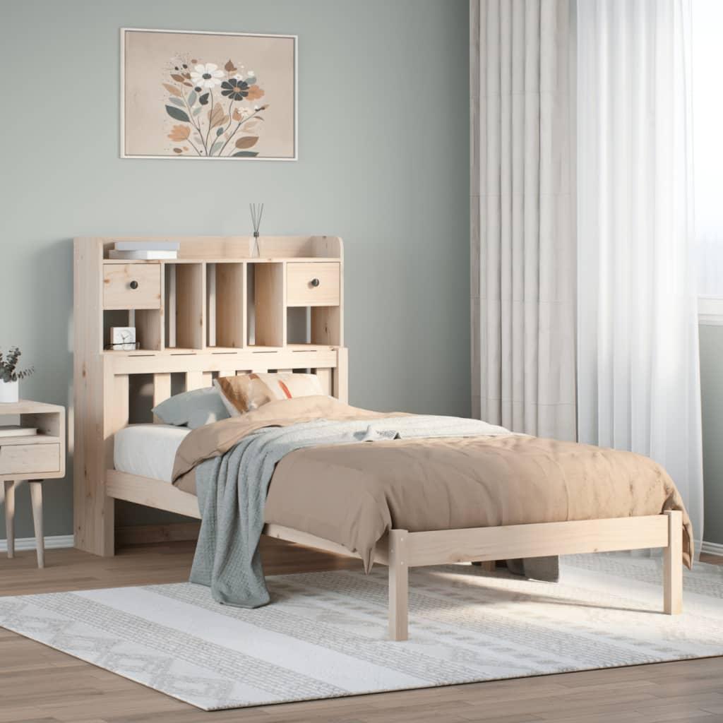 Seng med reol uden madras 90x190 cm massivt fyrretræ