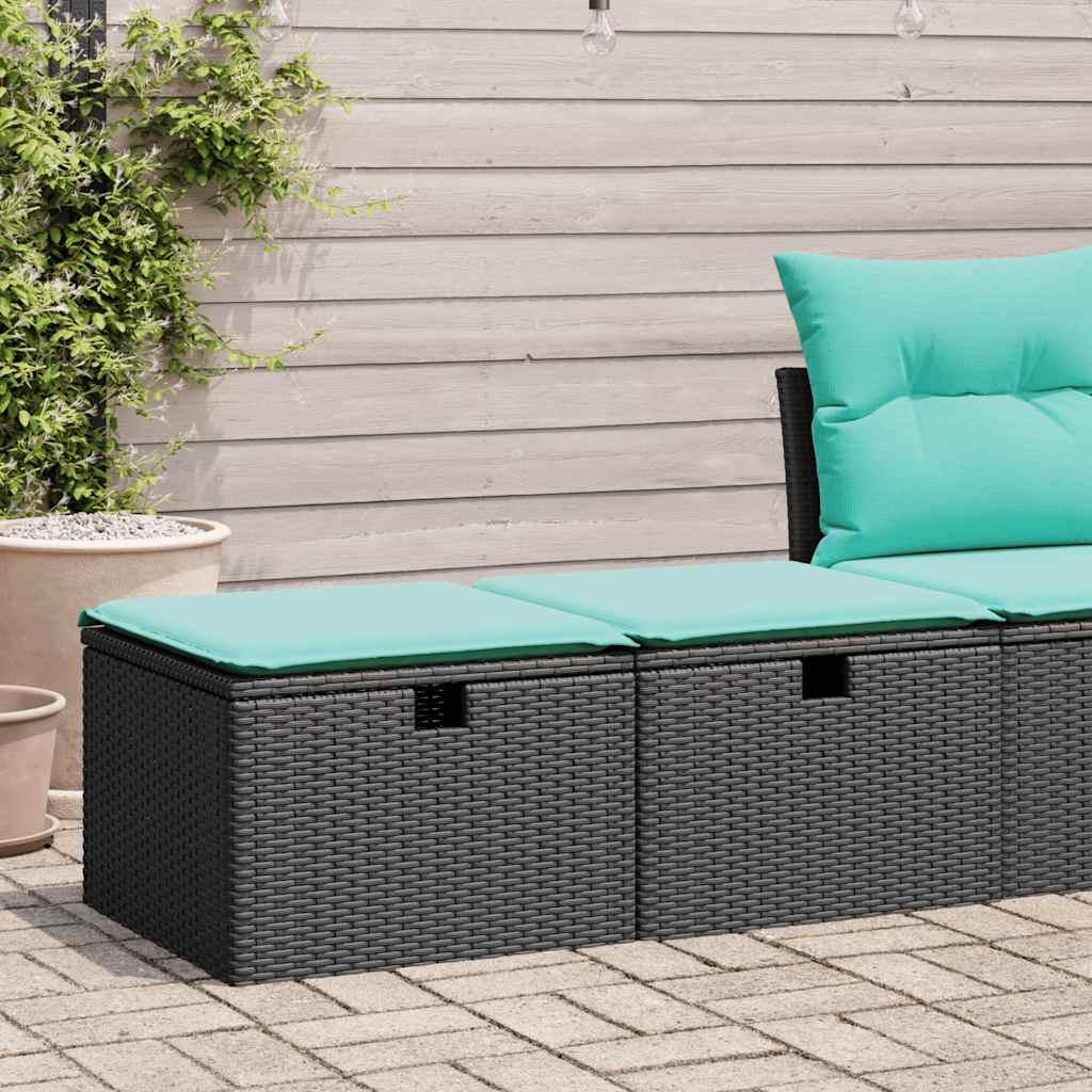 Sofasæt til haven 2 dele med hynder polyrattan akacietræ sort