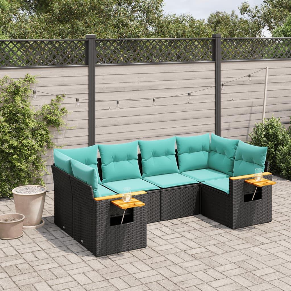 Sofasæt Til Haven 6 Dele Med Hynder Polyrattan - Sort