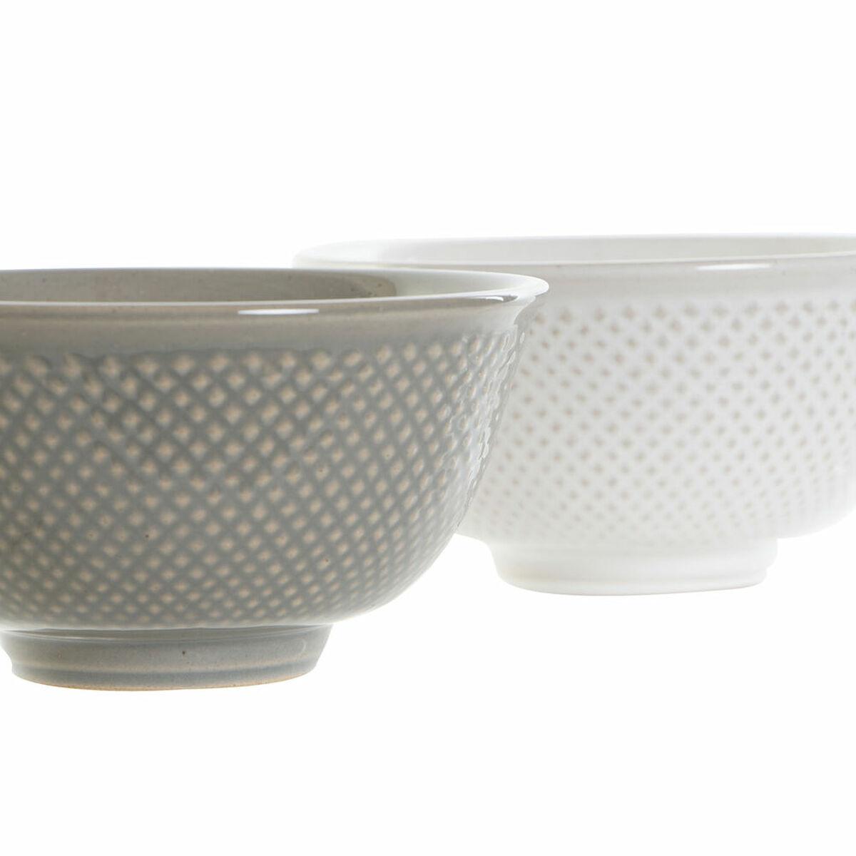 Skåle i porcelæn - hvid/grå, vintage, 12,5 cm, 2 stk.