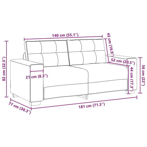 Brun Kunstlæder Stor Holdbar Sofa Rektangulær Moderne