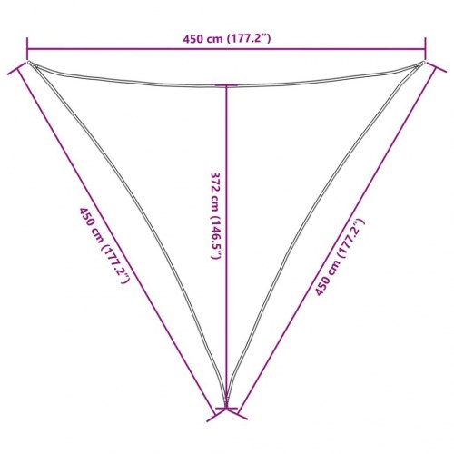Solsejl trekant 4,5 × 4,5 × 4,5 m - oxfordstof, orange