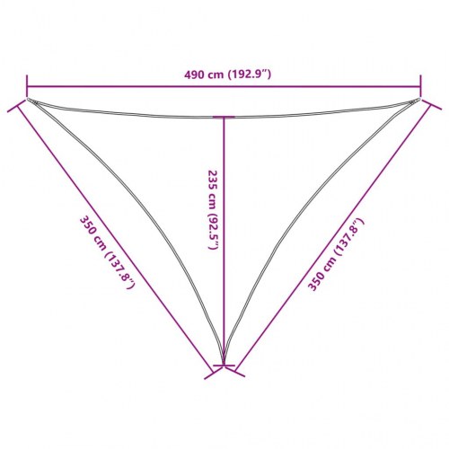 Solsejl trekantet 3,5 x 3,5 x 4,9 m - oxfordstof, gul