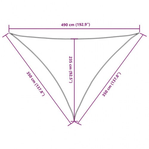 Solsejl trekant 3,5 × 3,5 × 4,9 m - oxfordstof, orange