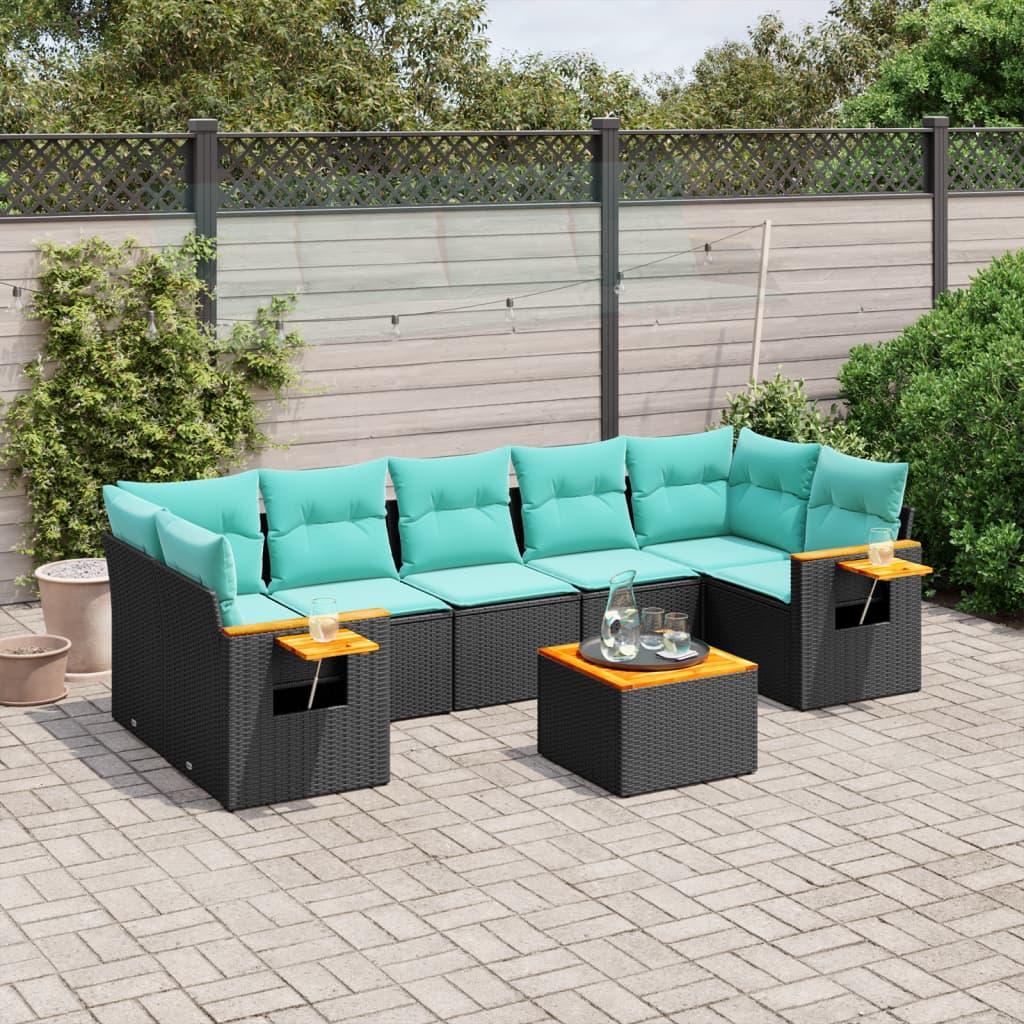 Sofasæt Til Haven 8 Dele Med Hynder Polyrattan - Sort