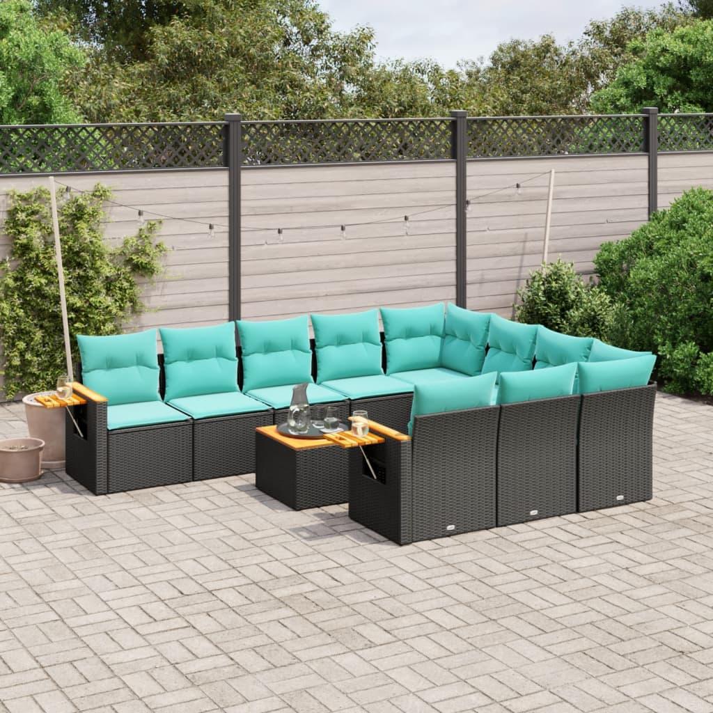 Sofasæt Til Haven 10 Dele Med Hynder Polyrattan - Sort / Med bord