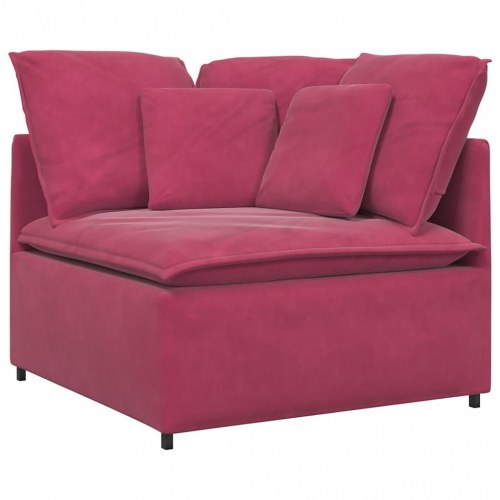 Modulsofa med hynder fløjl vinrød