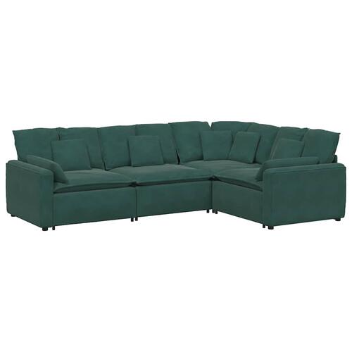 Modulsofa med hynder fløjl mørkegrøn