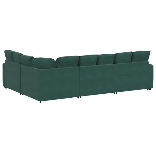 Modulsofa med hynder fløjl mørkegrøn