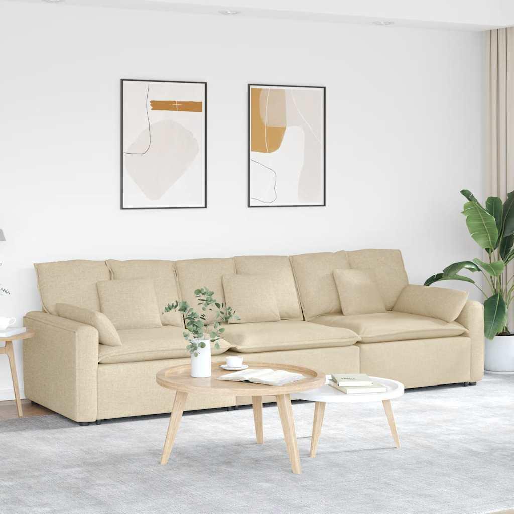 Modulsofa med hynder cremefarvet