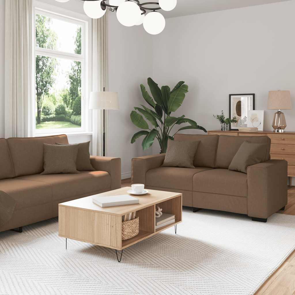 Sofasæt 2 dele med hynder stof brun