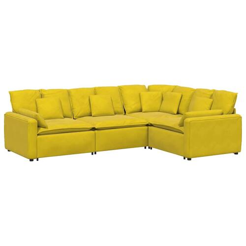Modulsofa med hynder fløjl gul