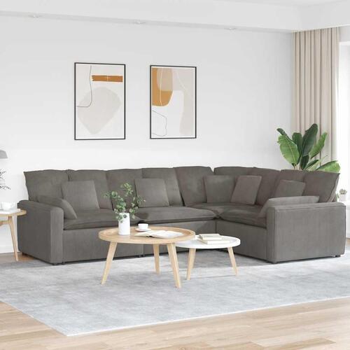 Modulsofa med hynder fløjlsstof lysegrå
