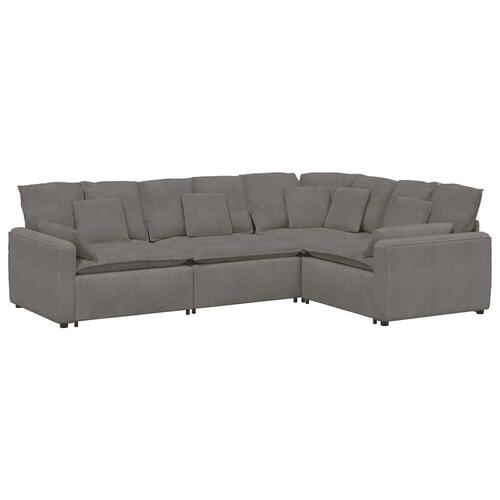 Modulsofa med hynder fløjlsstof lysegrå