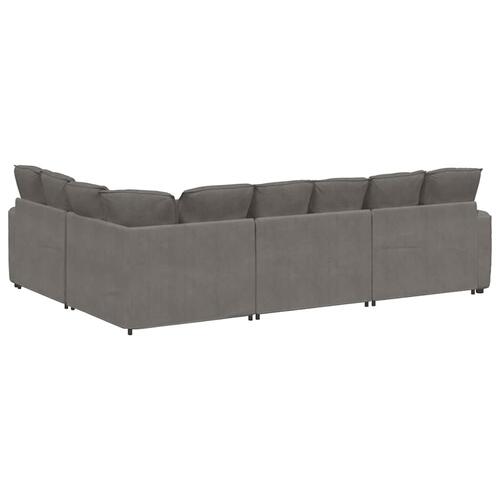Modulsofa med hynder fløjlsstof lysegrå