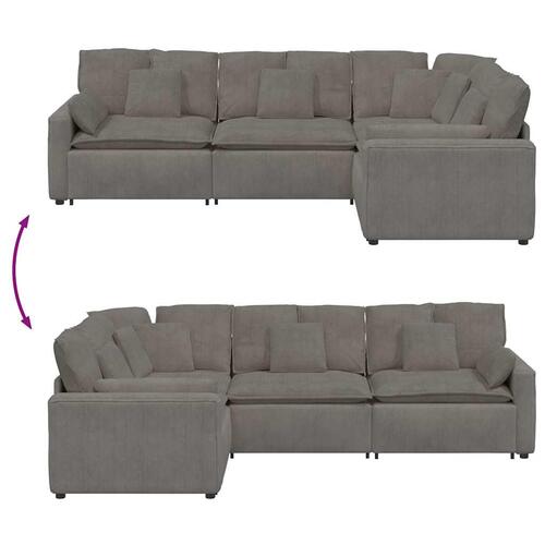 Modulsofa med hynder fløjlsstof lysegrå