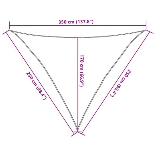 Solsejl trekantet 2,5 × 2,5 × 3,5 m - HDPE 160 g/m², sandfarvet