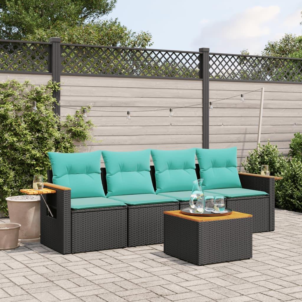 Sofasæt Til Haven 5 Dele Med Hynder Polyrattan - Sort