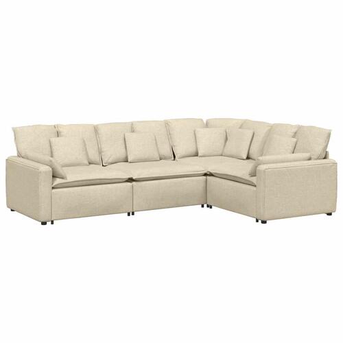 Modulsofa med hynder stof cremefarvet