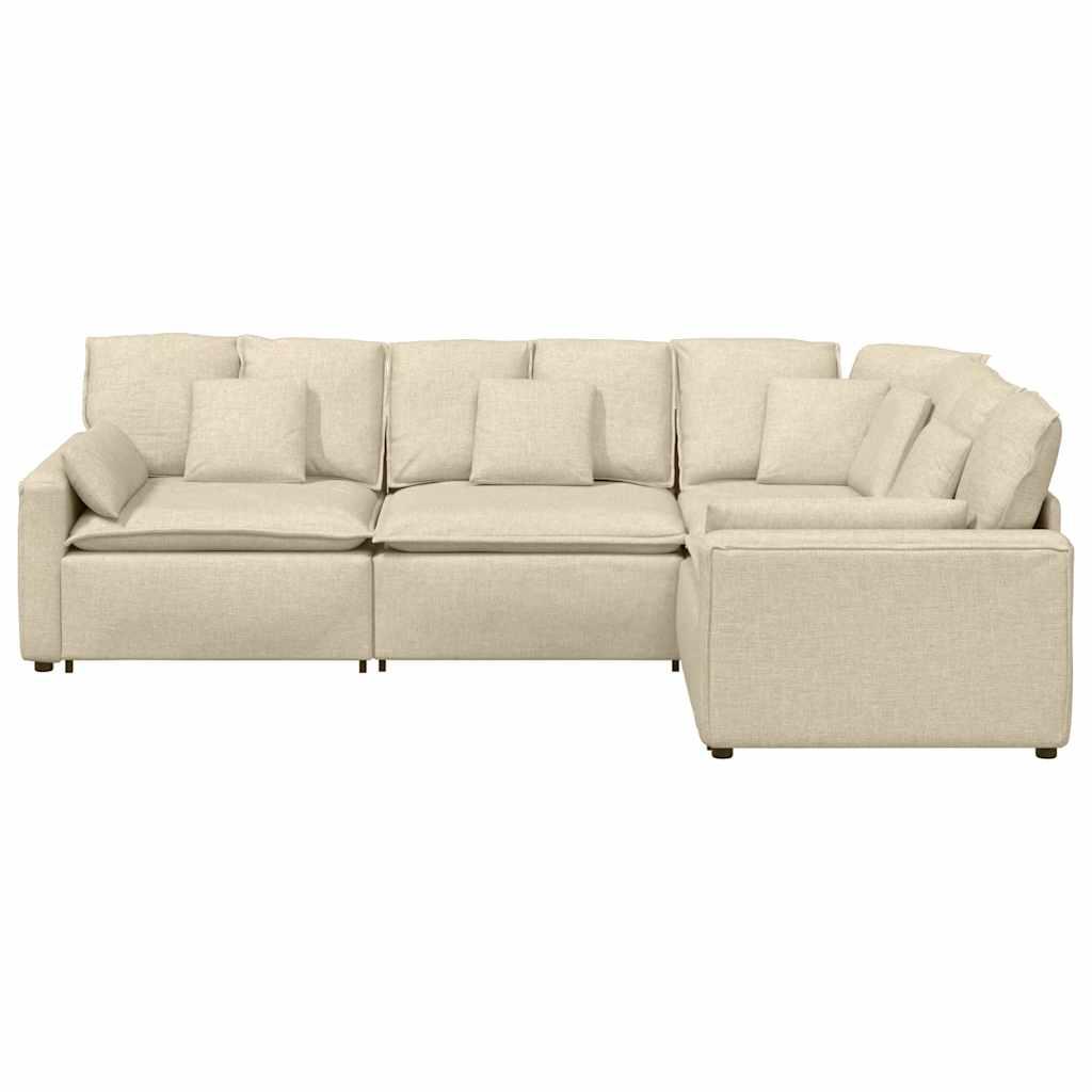 Modulsofa med hynder stof cremefarvet