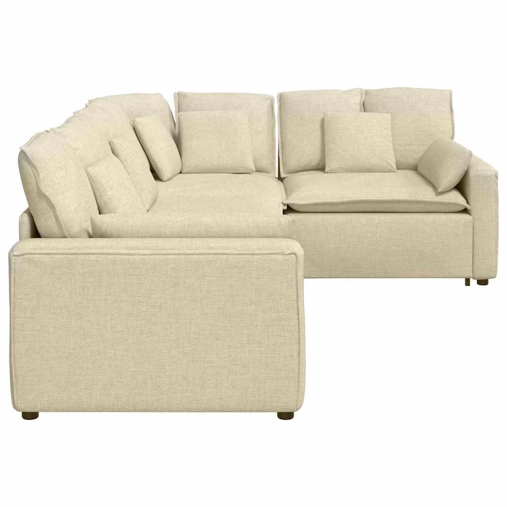 Modulsofa med hynder stof cremefarvet