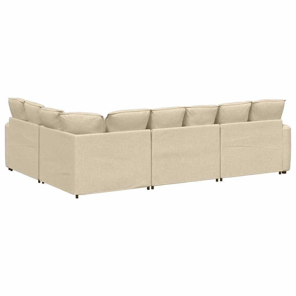 Modulsofa med hynder stof cremefarvet