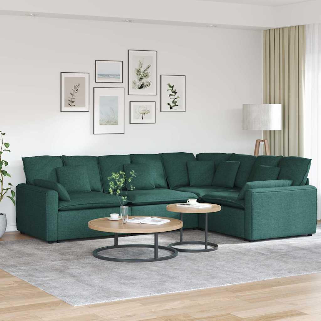 Modulsofa med hynder stof mørkegrøn