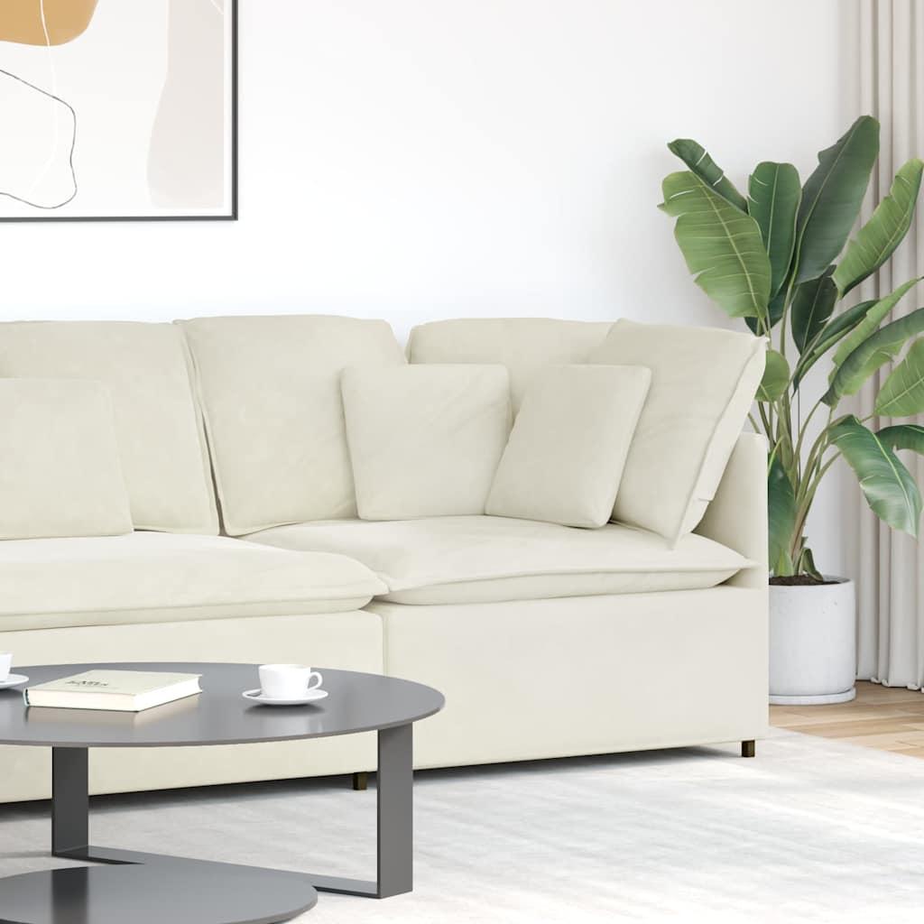 Modulsofa hjørnemodul med hynder 100 cm cremefarvet